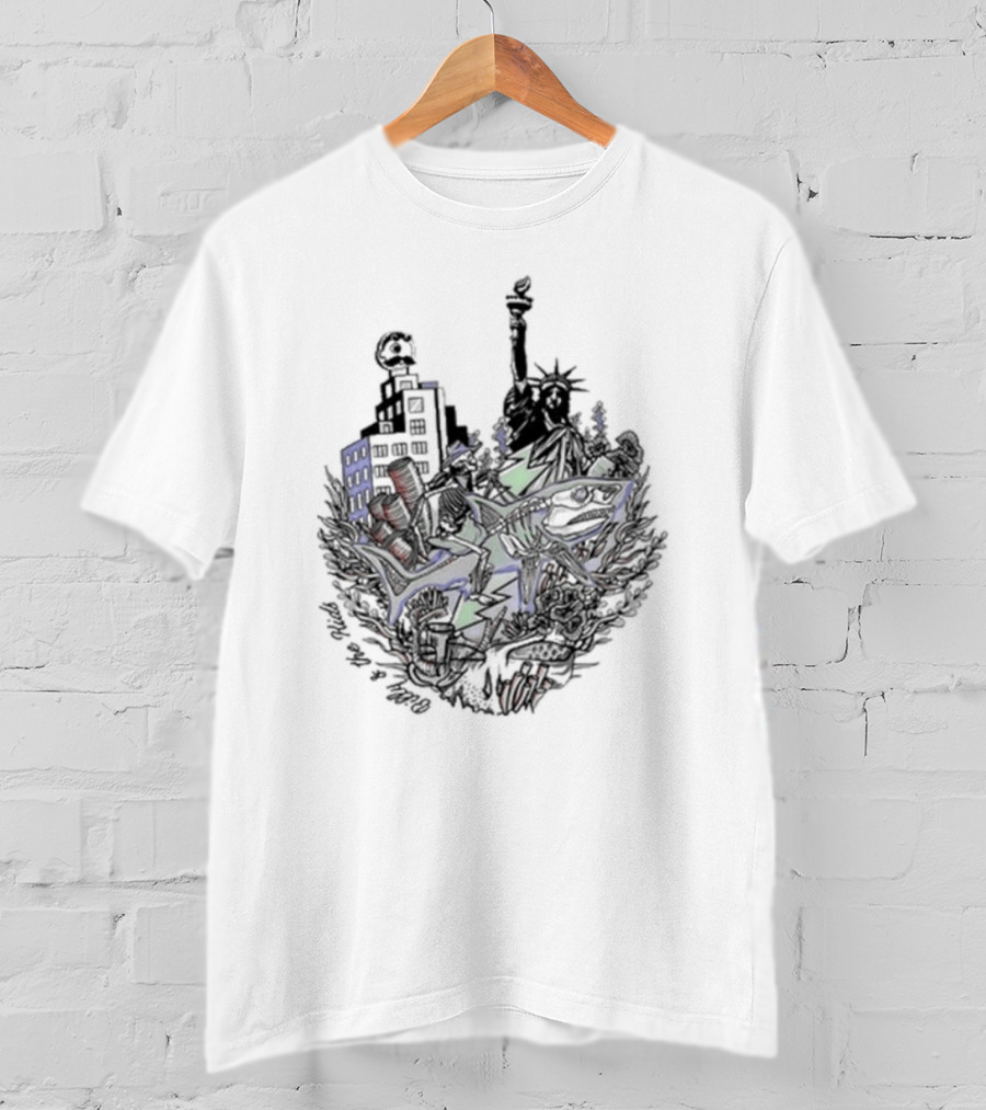 New Billy The Kid Dead On The Water Event Limited Liberty Shark City Night T-Shirt