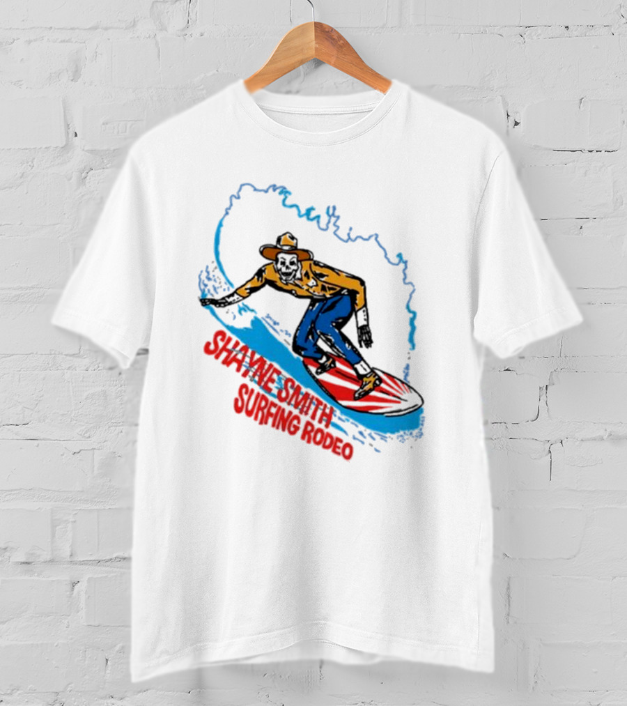 Shayne Smith Surfing Rodeo Cowboy Surfer On Wave T-Shirt