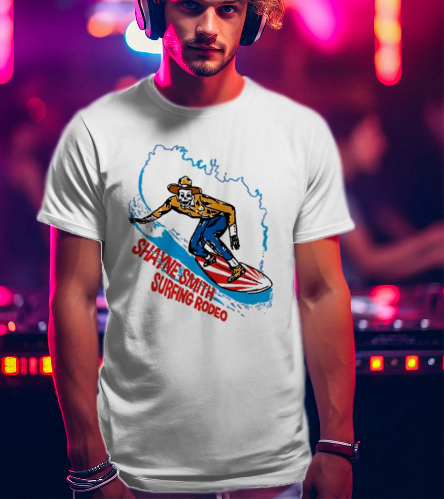 Shayne Smith Surfing Rodeo Cowboy Surfer On Wave T-Shirt