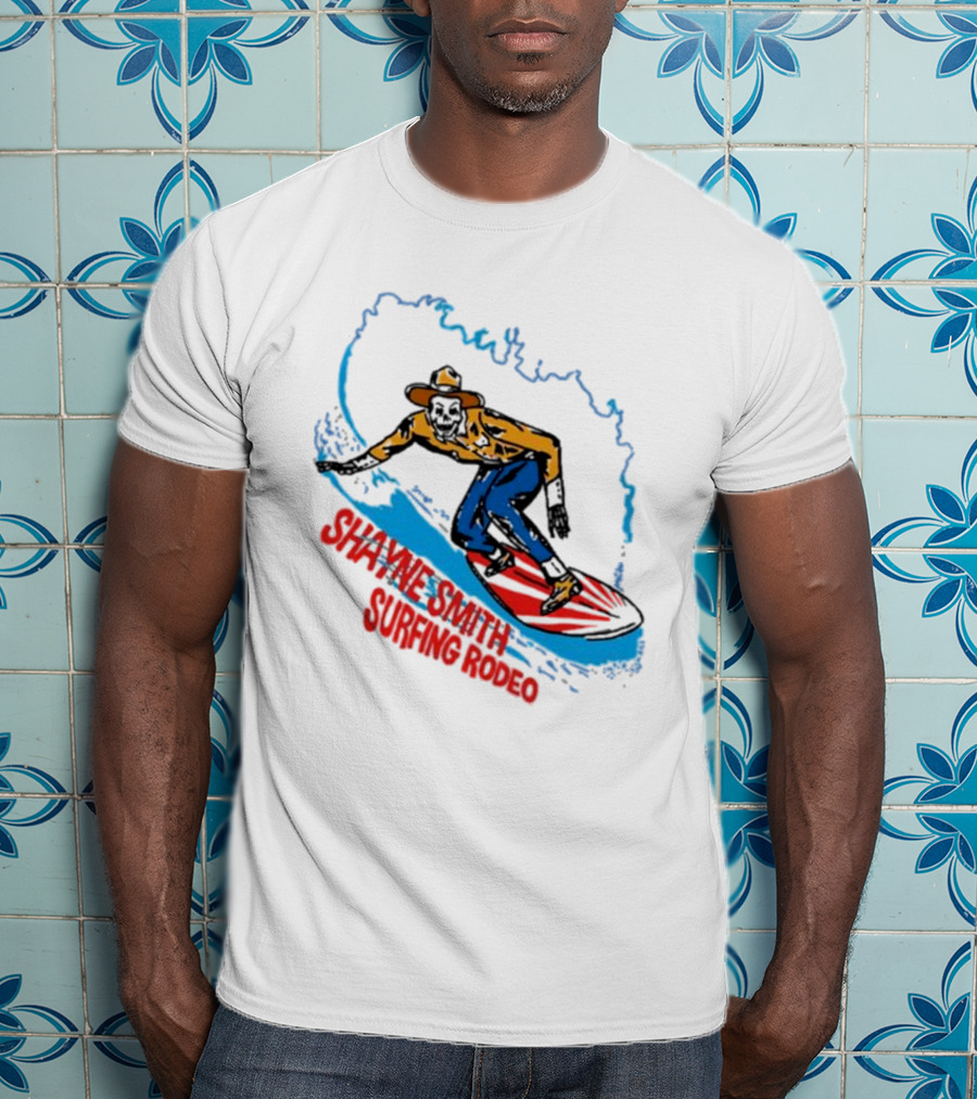 Shayne Smith Surfing Rodeo Cowboy Surfer On Wave T-Shirt