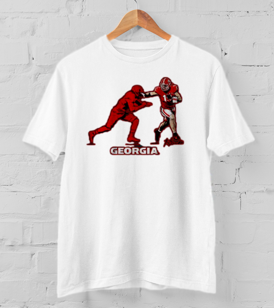 Georgia Football Superstar Brock Bowers Action Pose T-Shirt