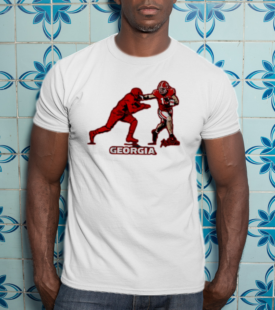 Georgia Football Superstar Brock Bowers Action Pose T-Shirt