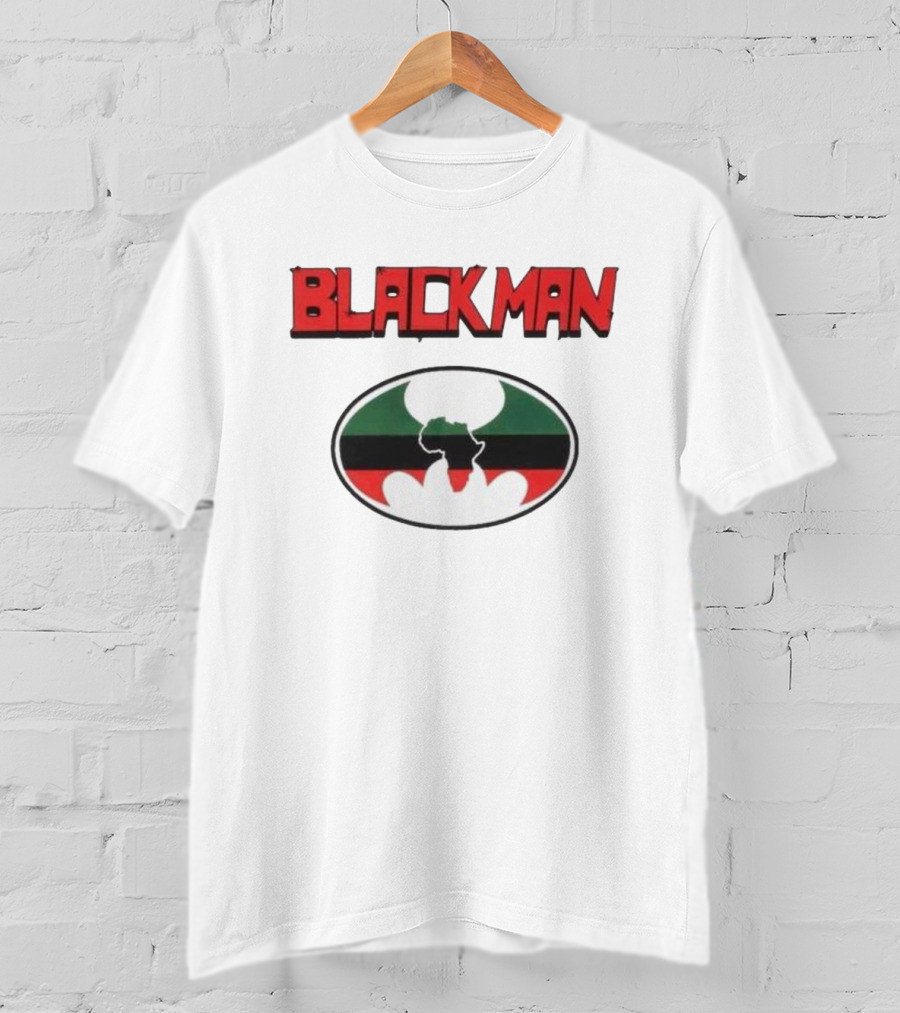 BLACKMAN African Continent Silhouette Red Black Green Oval T-Shirt