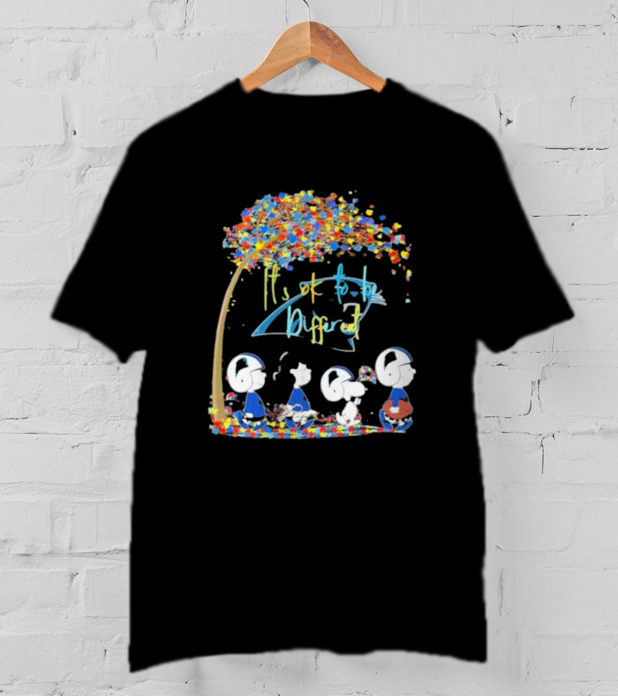 Carolina Panthers NFL Peanuts Characters It’s Ok To Be Different Autism Awareness T-Shirt