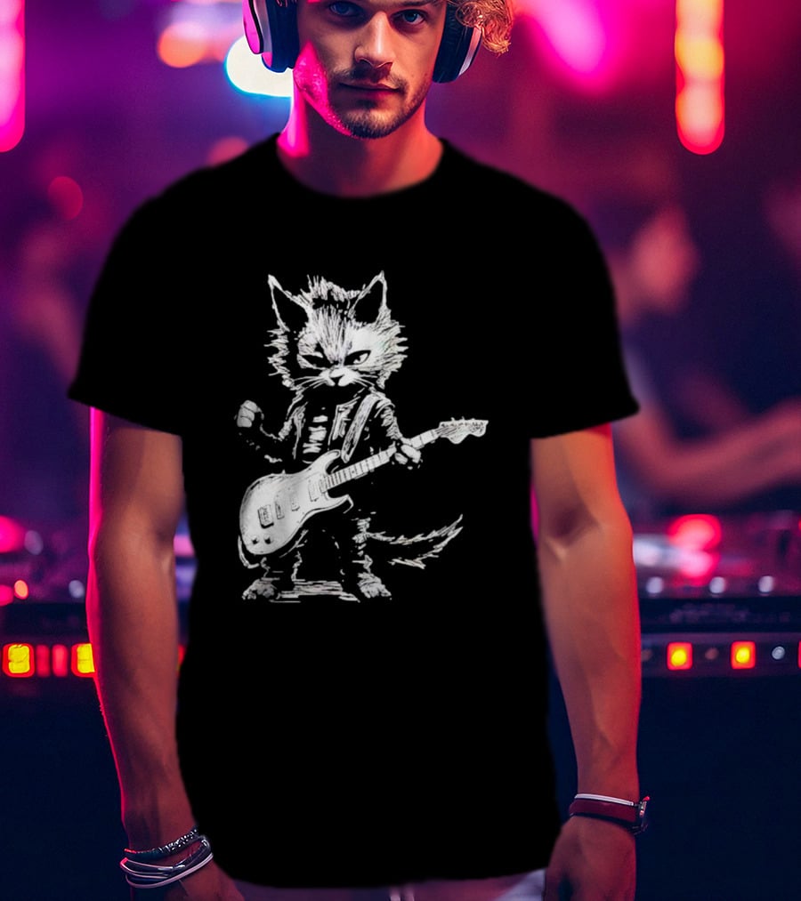 Guitar Cat Rock Kitty Playing Guitar Gifts For Her T-Shirt