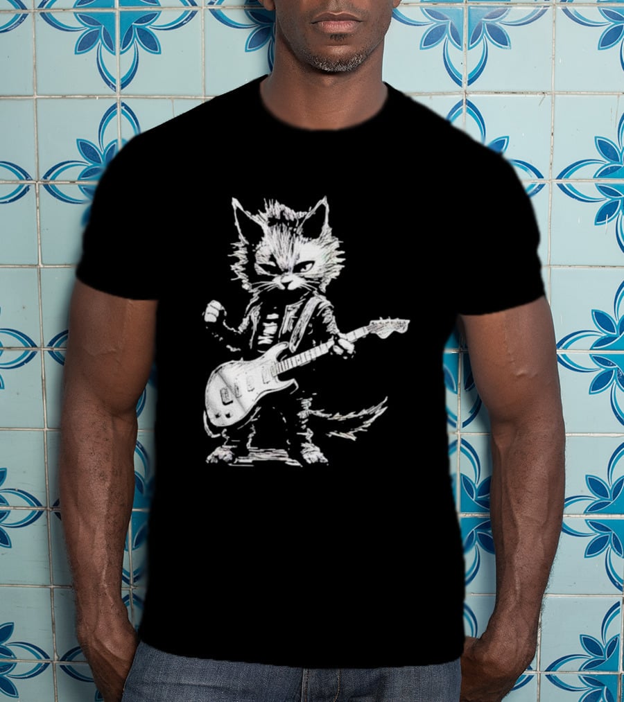 Guitar Cat Rock Kitty Playing Guitar Gifts For Her T-Shirt