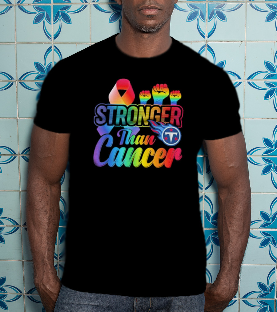 Tennessee Titans Rainbow Stronger Than Cancer NFL Awareness T-Shirt
