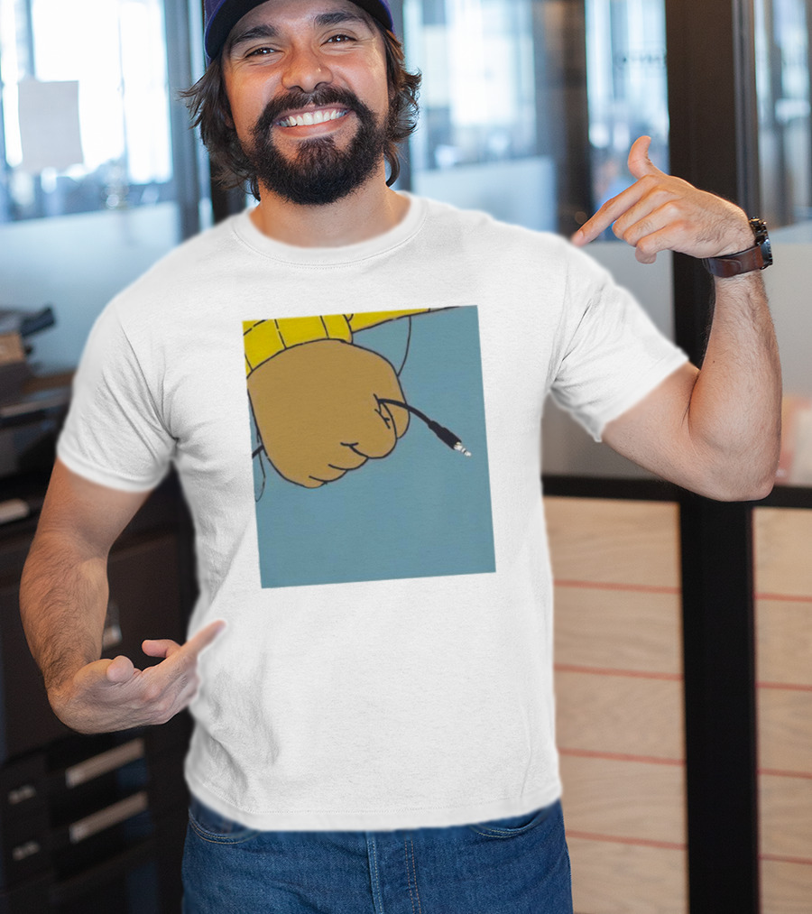 Arnold Pass The Aux Hand Holding Audio Cable Meme T-Shirt