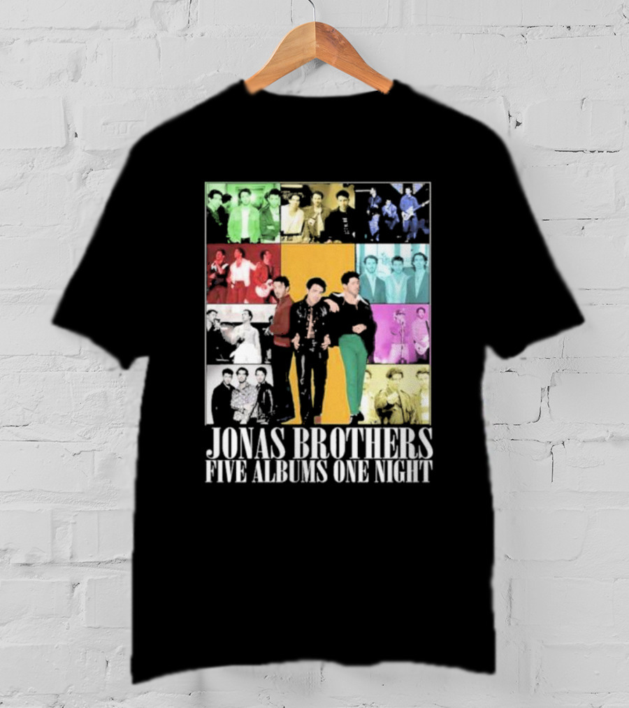 Jonas Brothers Five Albums One Night Multicolor Photo Collage T-Shirt