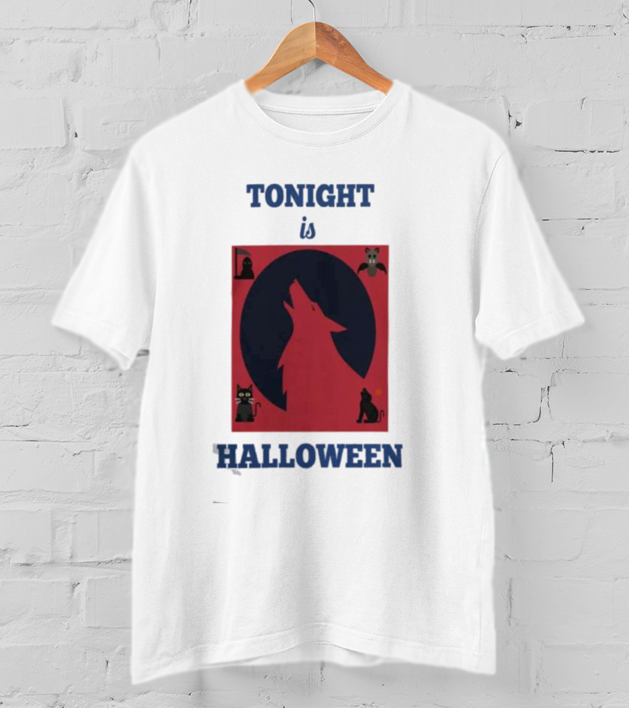 Tonight Is Halloween Dark Wolf Cats Bats Moon T-Shirt