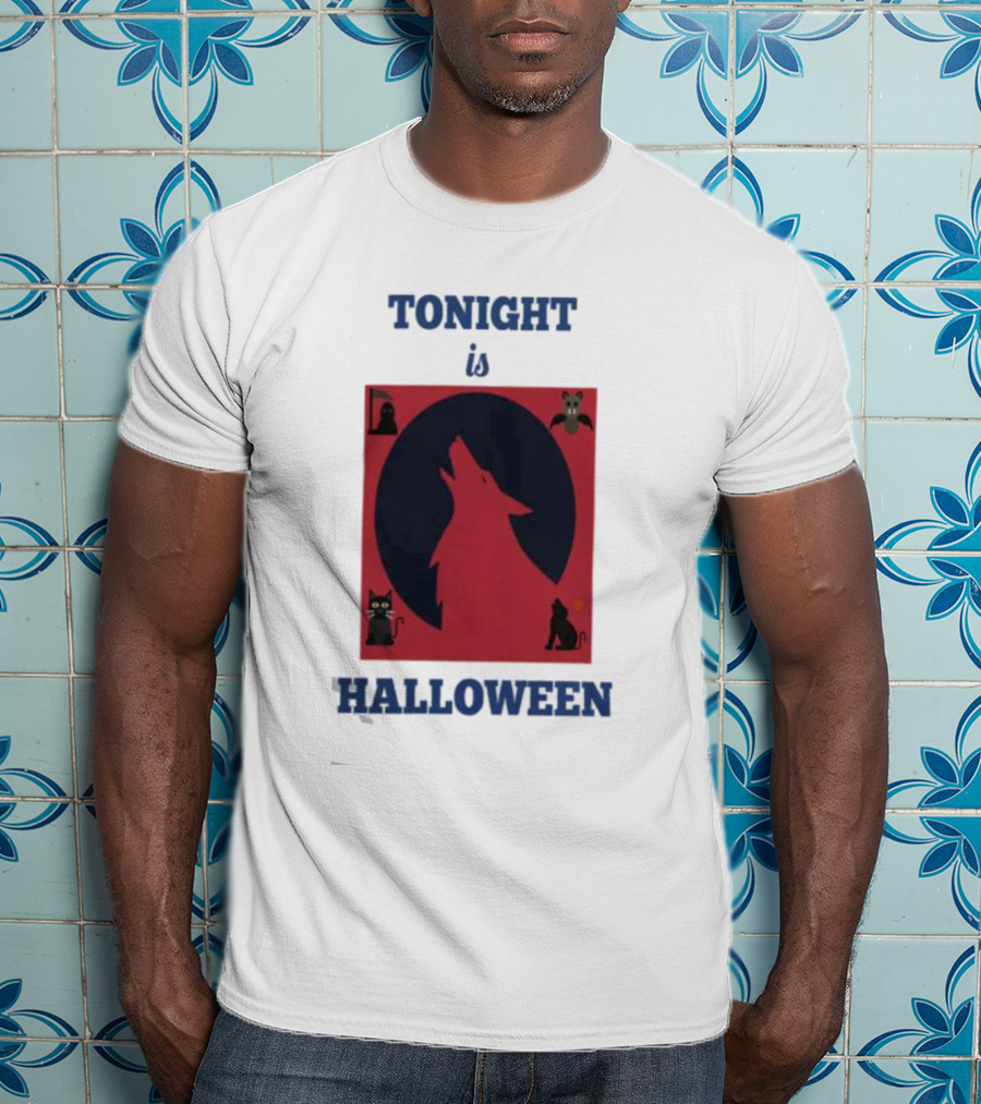 Tonight Is Halloween Dark Wolf Cats Bats Moon T-Shirt