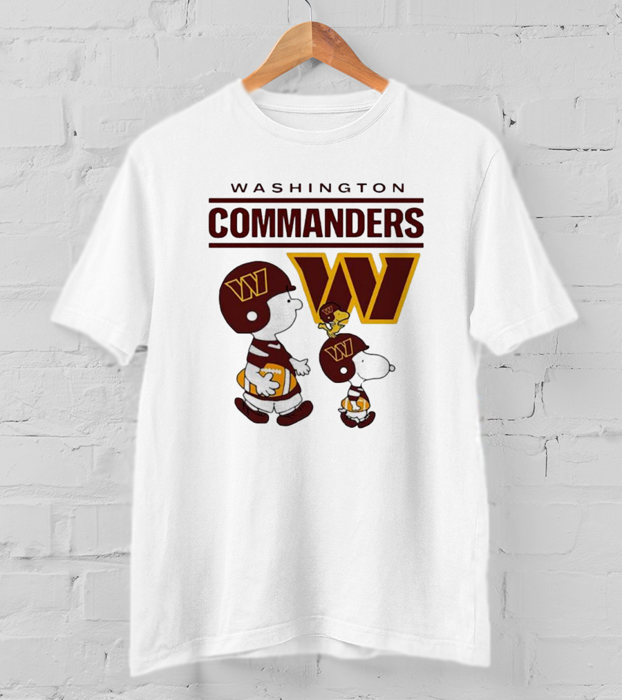 Washington Commanders Snoopy Charlie Brown Football Team Fan Gear T-Shirt