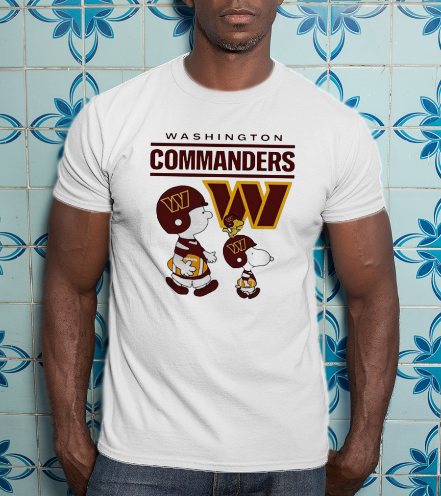 Washington Commanders Snoopy Charlie Brown Football Team Fan Gear T-Shirt