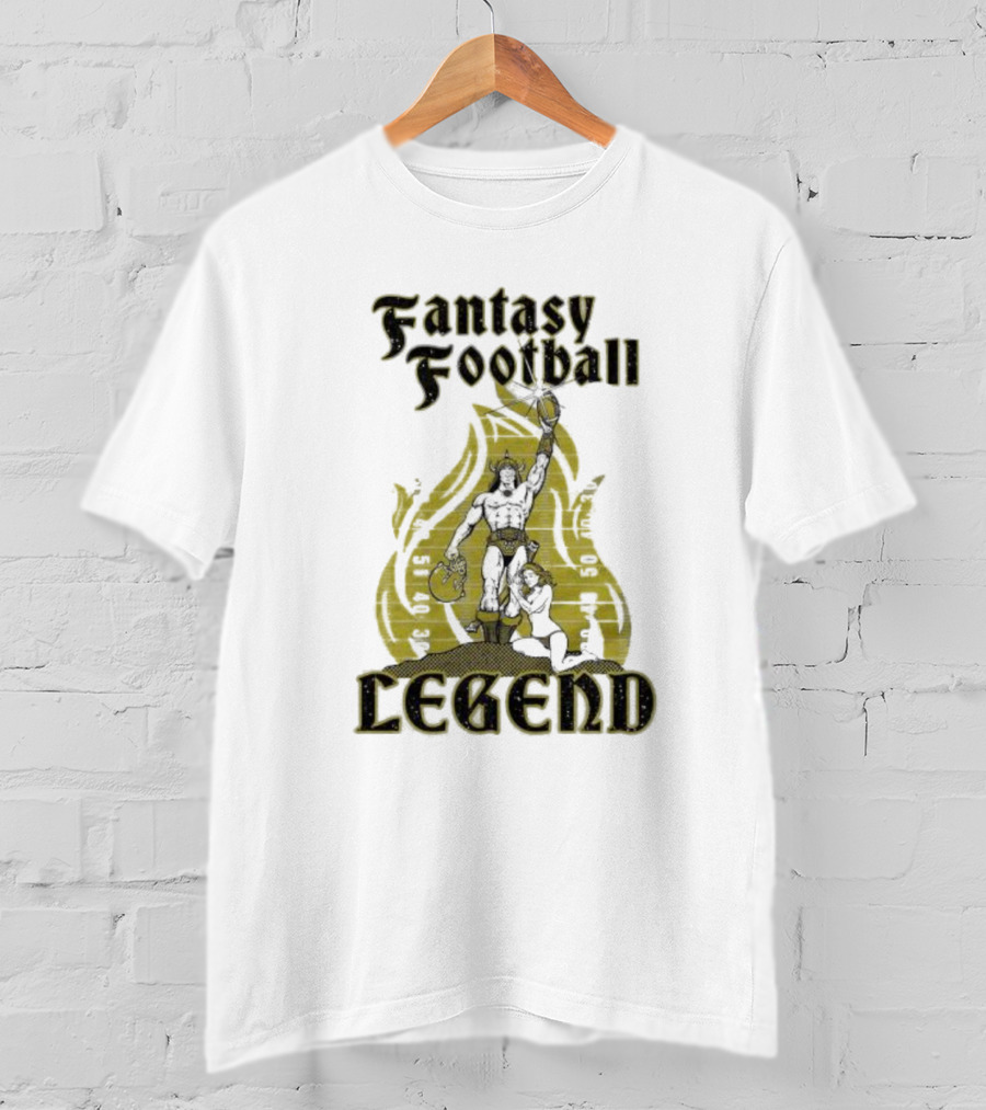 Fantasy Football Legend Viking Flame Background T-Shirt