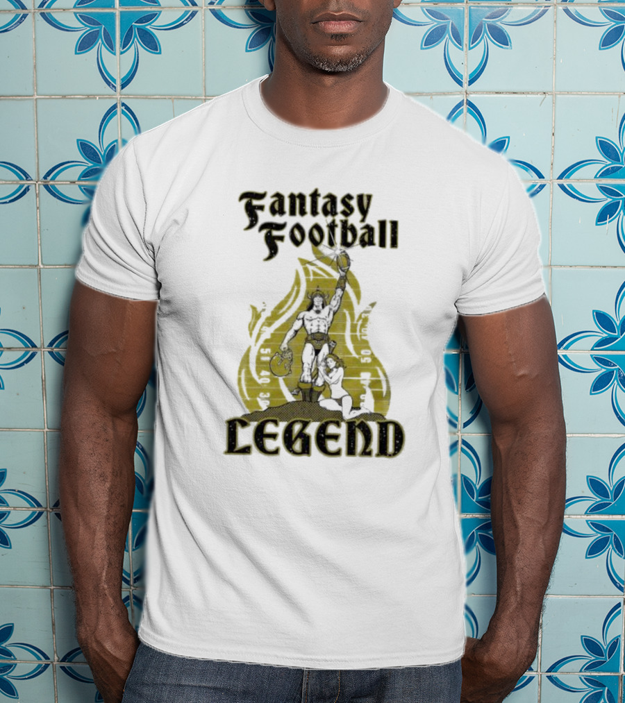 Fantasy Football Legend Viking Flame Background T-Shirt