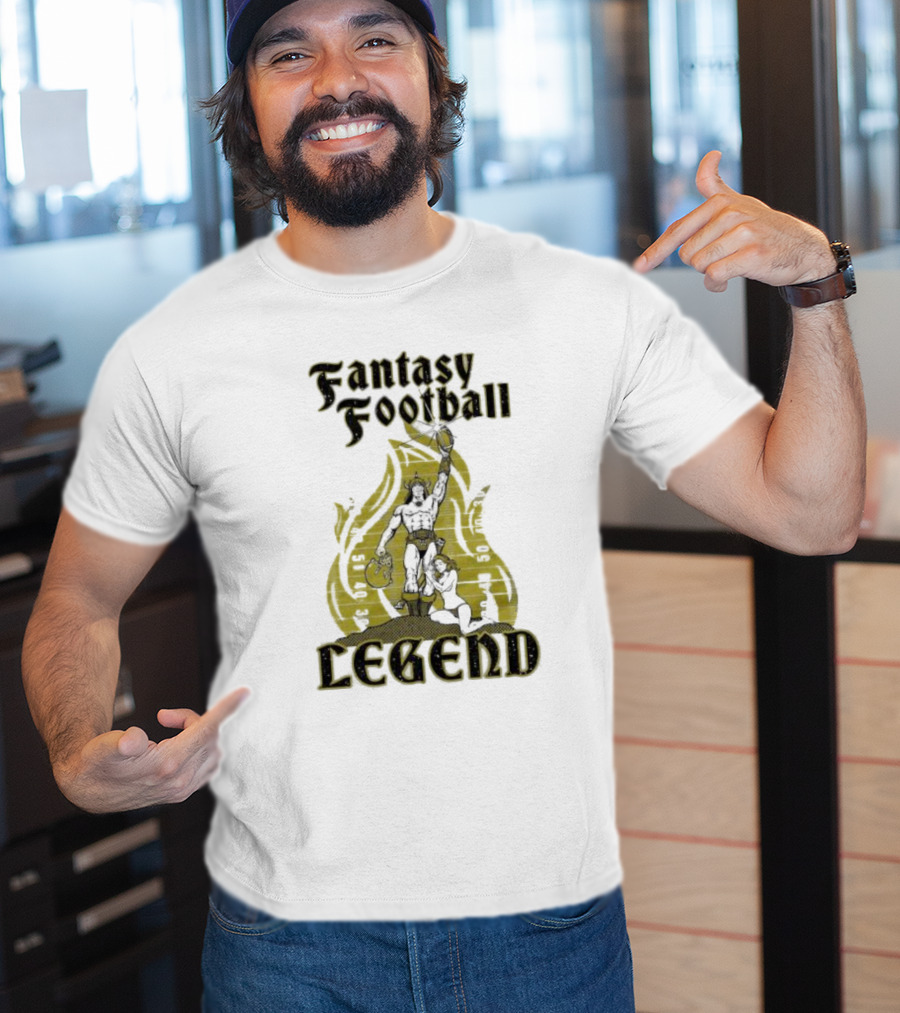 Fantasy Football Legend Viking Flame Background T-Shirt