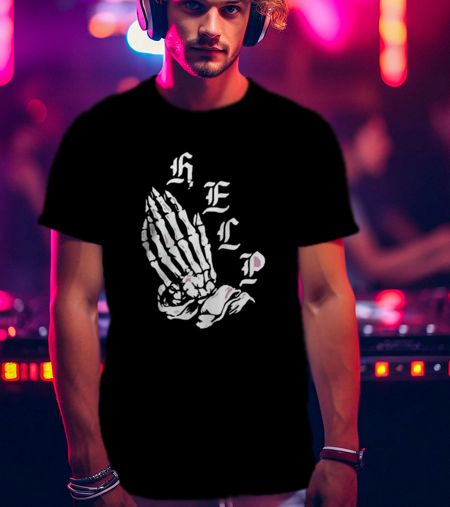 Brandon Lake Store Lake HELP Skeleton Hand Bones T-Shirt