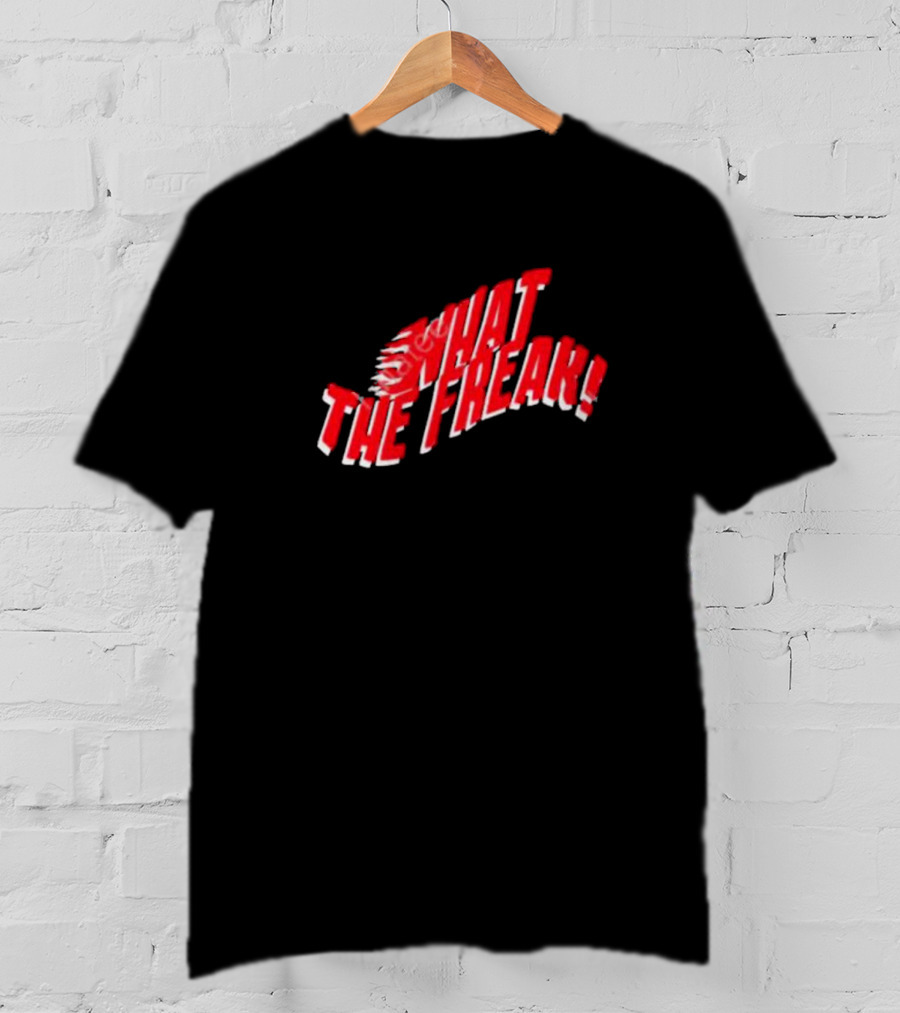 Keemokazi What The Freak Wavy Red Text With Swirl T-Shirt