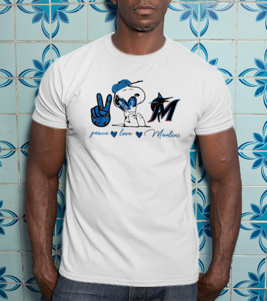 Peace Love Miami Marlins Snoopy T-Shirt