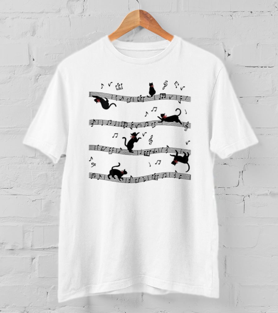 Cats Playing On Music Notes Best Gifts For Cat Lovers Mothers Day Womens T-Shirt