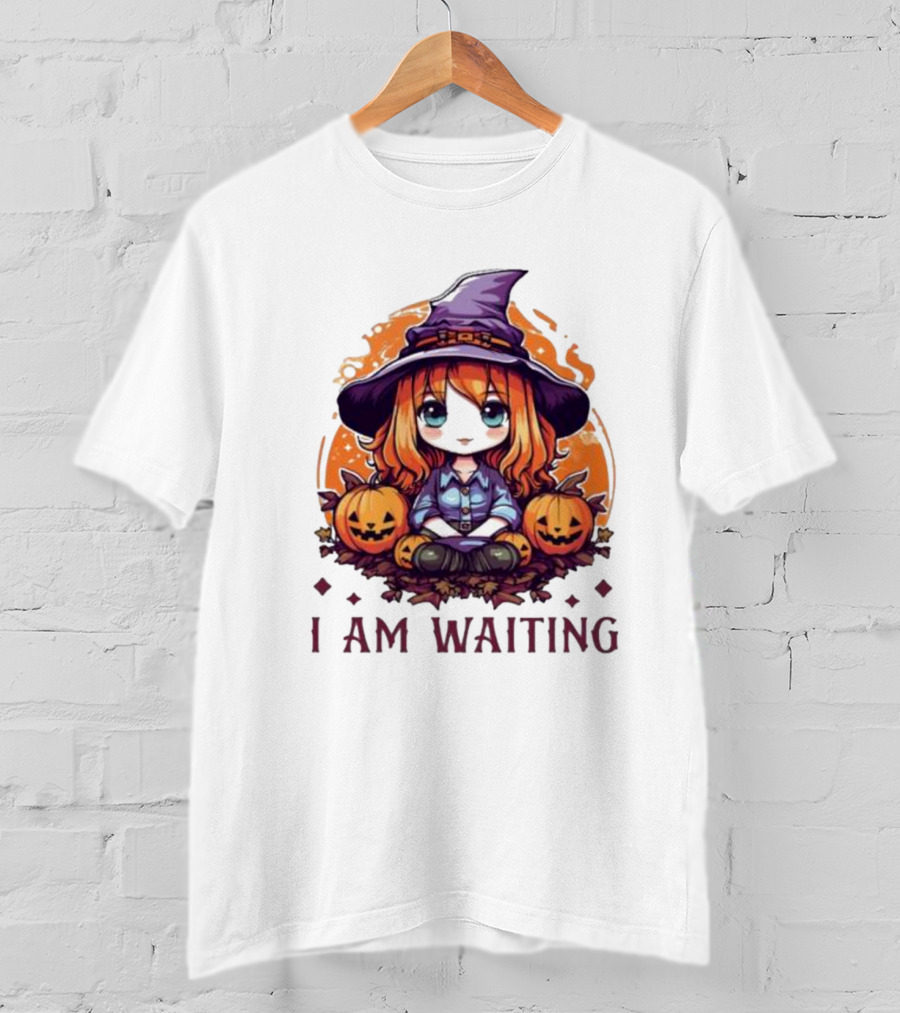 Chibi Witch I Am Waiting Pumpkins T-Shirt