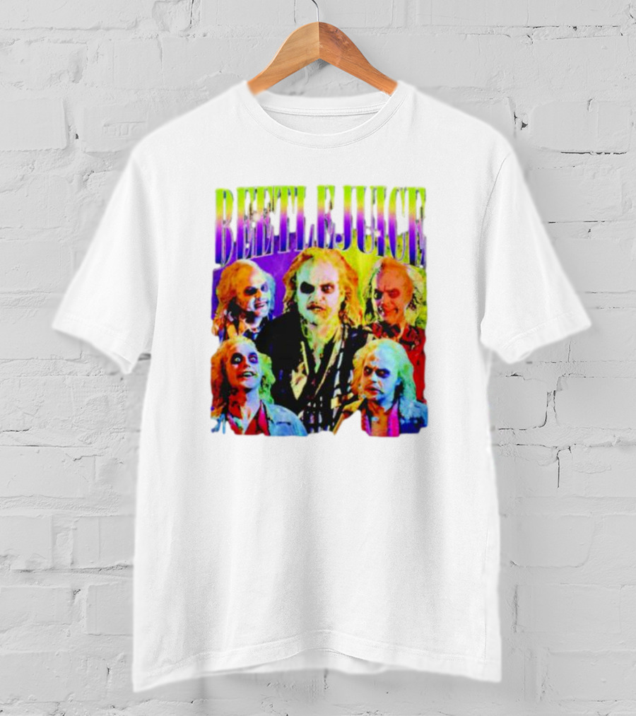 Beetlejuice Multicolor Faces Fantasy Horror Movie T-Shirt