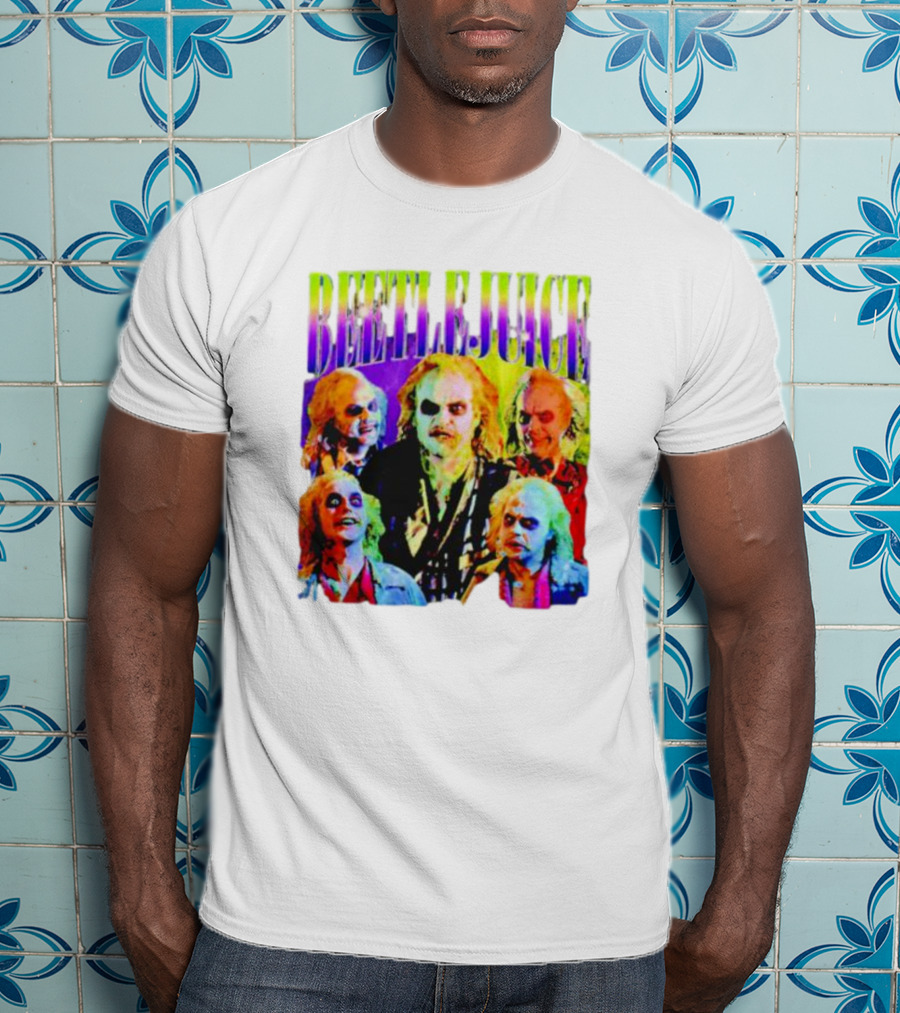 Beetlejuice Multicolor Faces Fantasy Horror Movie T-Shirt