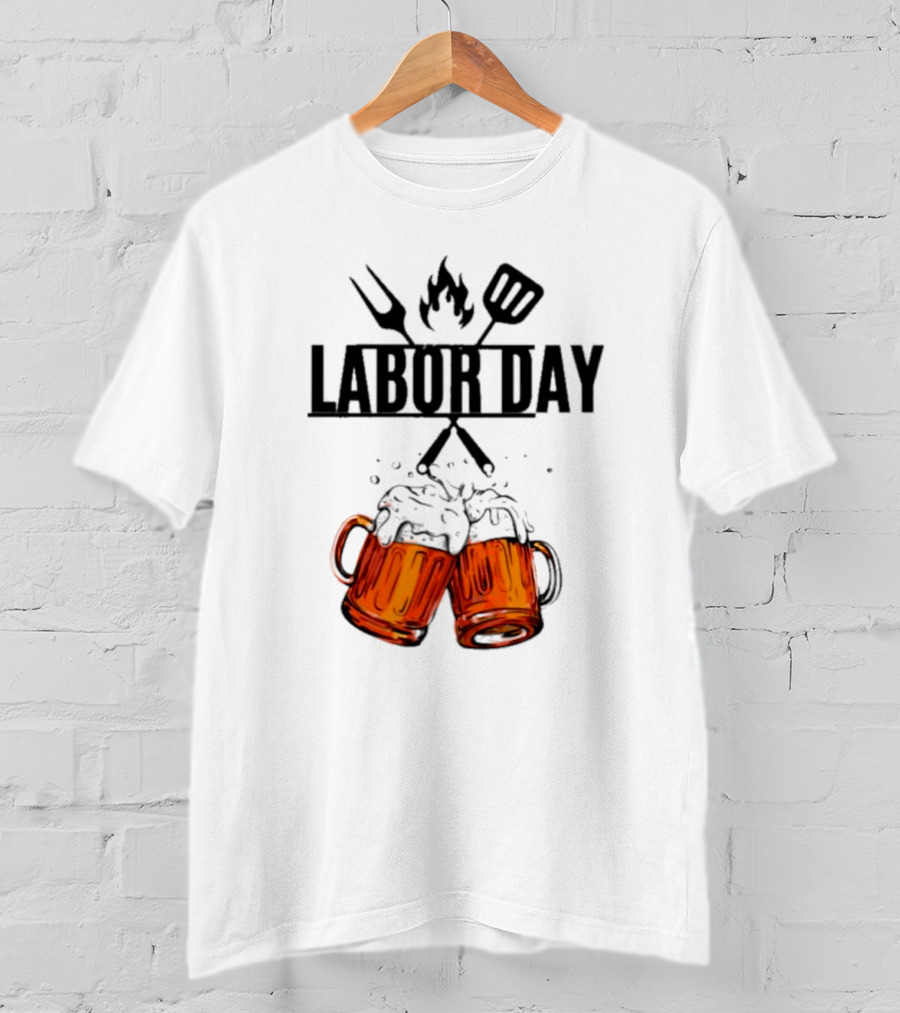 Labor Day BBQ Fire Beer Cheers T-Shirt