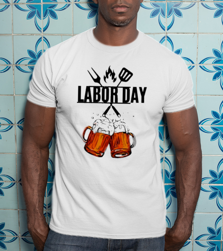 Labor Day BBQ Fire Beer Cheers T-Shirt