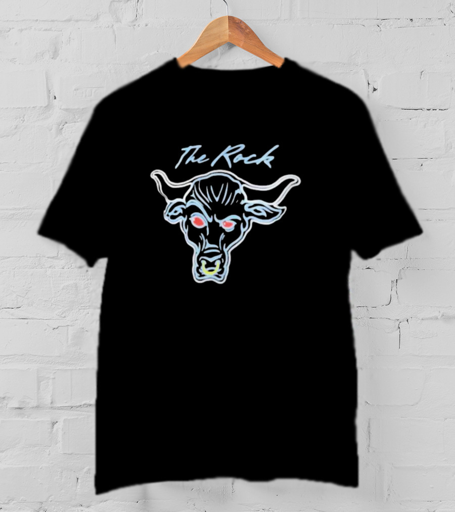 The Rock Neon Glow Bull Ripple Junction Black T-Shirt