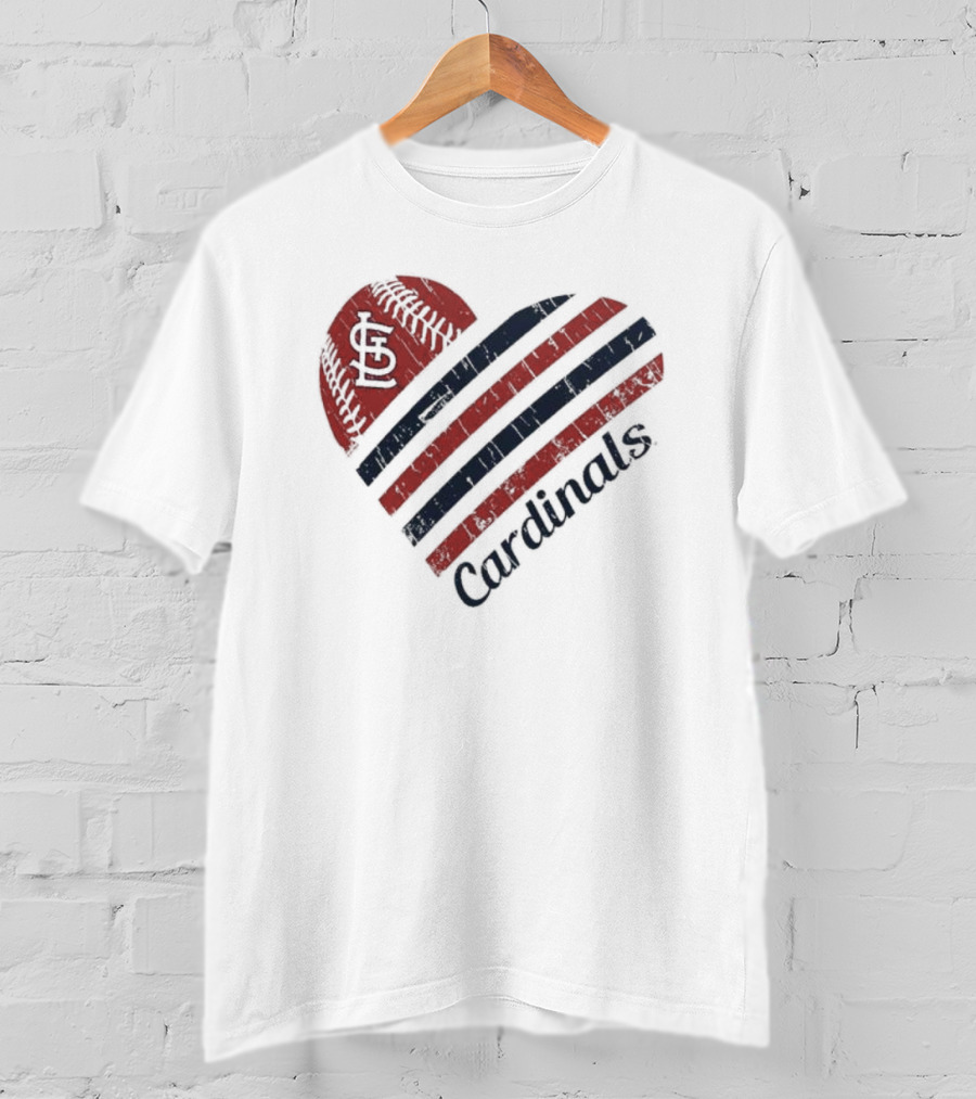 St. Louis Cardinals Heart Baseball Design G-III 4Her By Carl Banks White T-Shirt