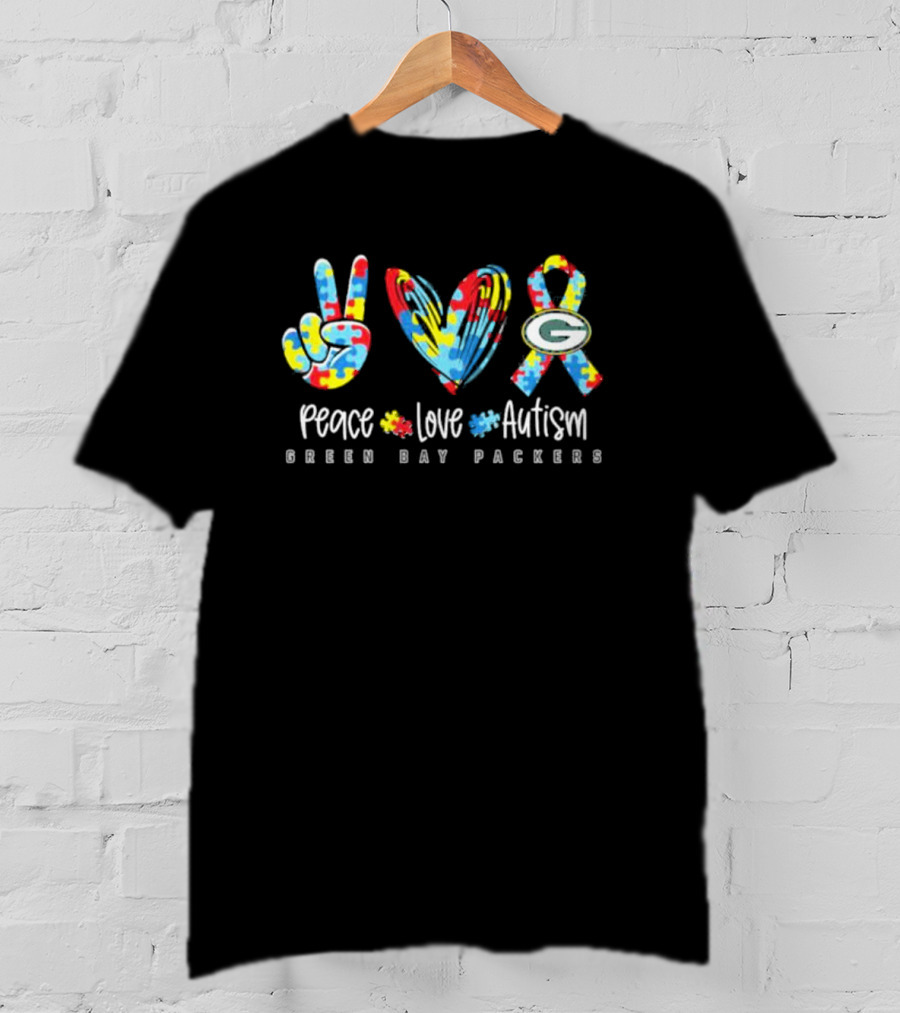 Peace Love Autism Green Bay Packers T-Shirt