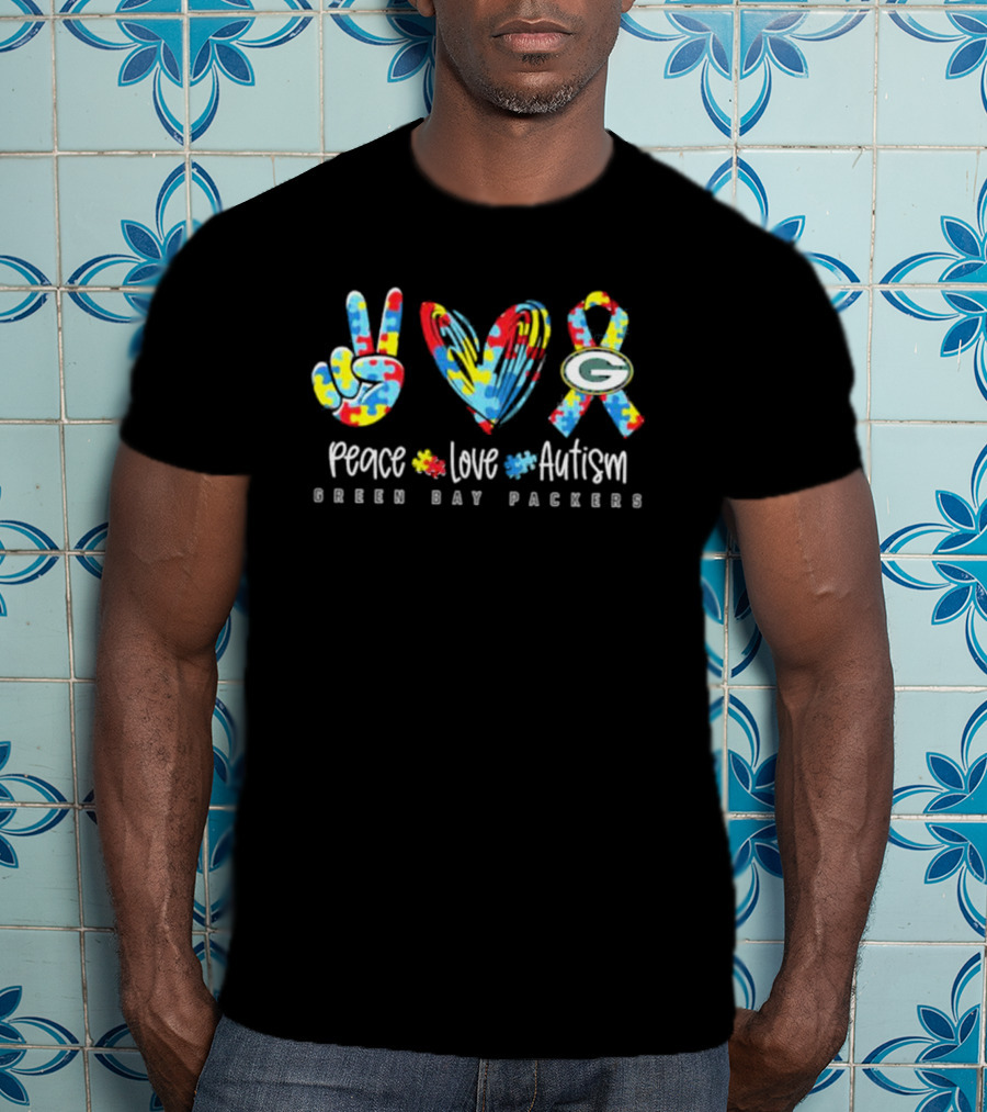 Peace Love Autism Green Bay Packers T-Shirt