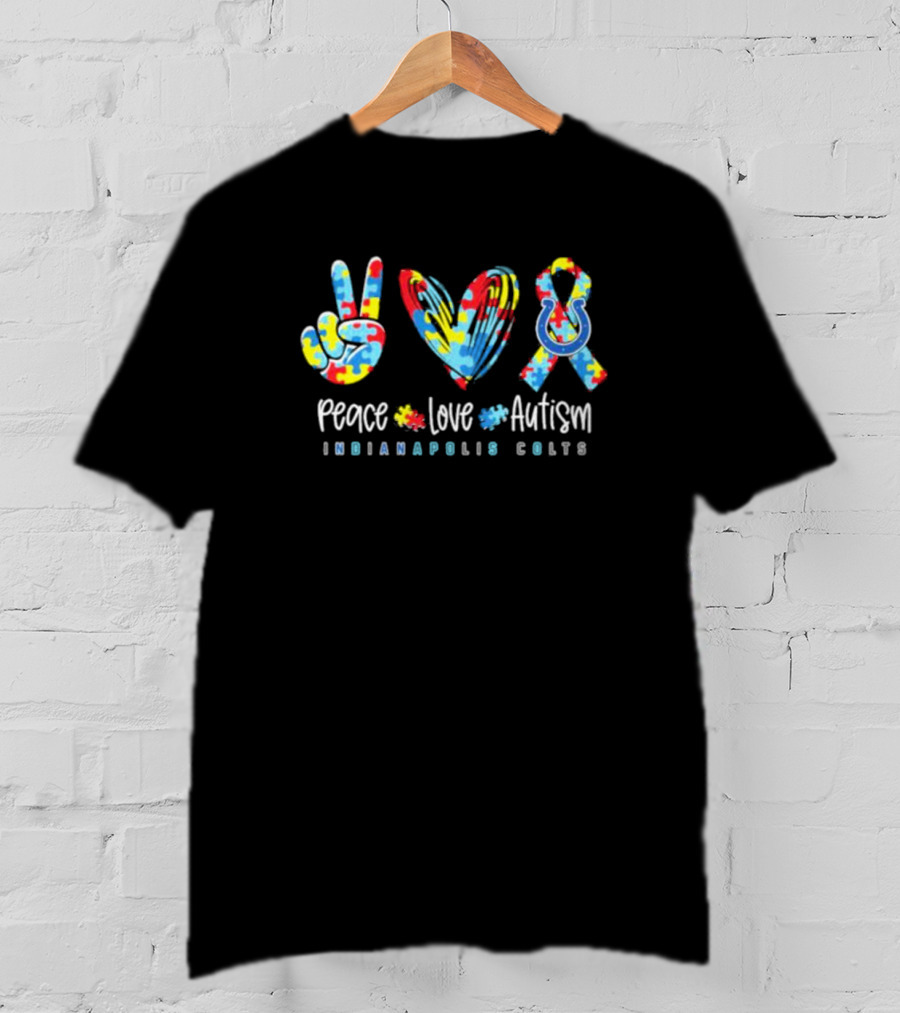 Peace Love Autism Indianapolis Colts T-Shirt