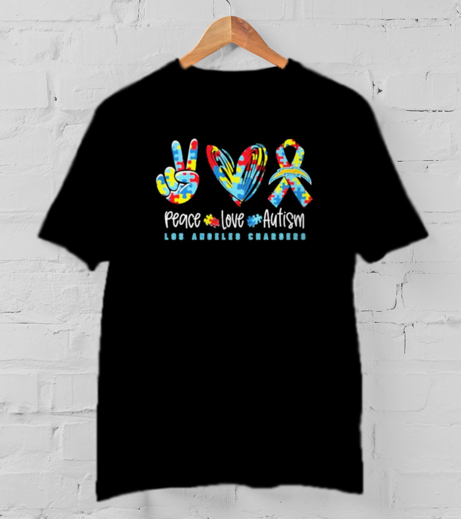 Peace Love Autism Los Angeles Chargers NFL T-Shirt