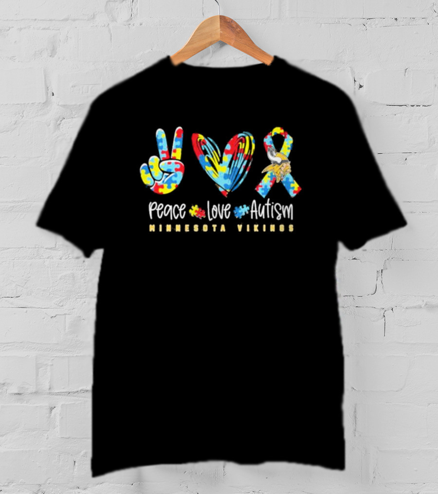 Peace Love Autism Minnesota Vikings T-Shirt