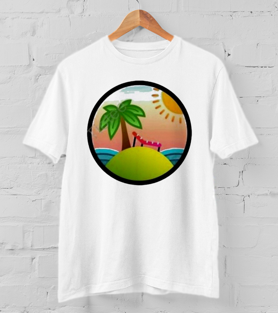 Tanstack Just Relax In Color Sunny Beach Island With Palm Tree And Lounge Chair T-Shirt