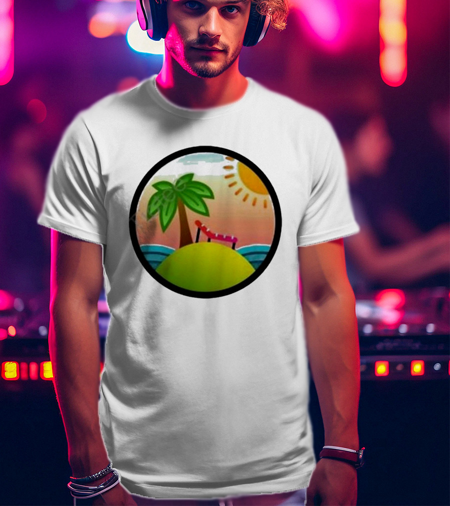 Tanstack Just Relax In Color Sunny Beach Island With Palm Tree And Lounge Chair T-Shirt
