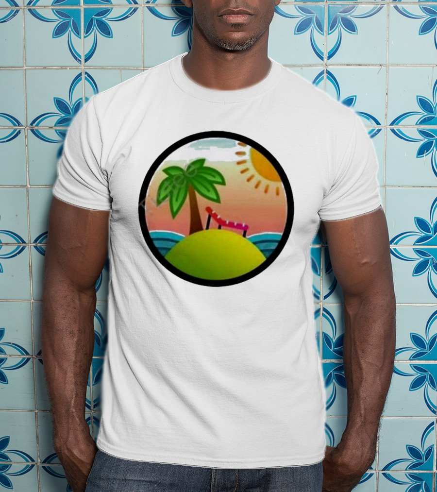 Tanstack Just Relax In Color Sunny Beach Island With Palm Tree And Lounge Chair T-Shirt