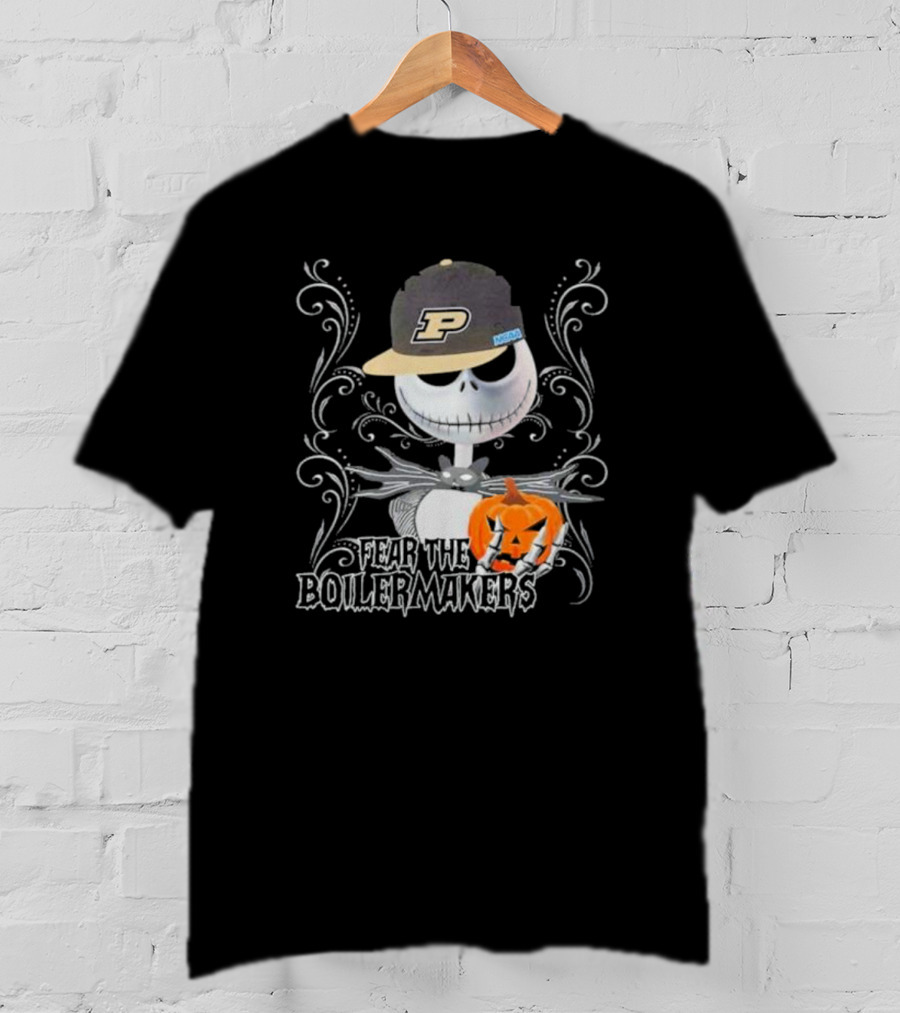 Jack Skellington Fear The Purdue Boilermakers Halloween Pumpkin T-Shirt