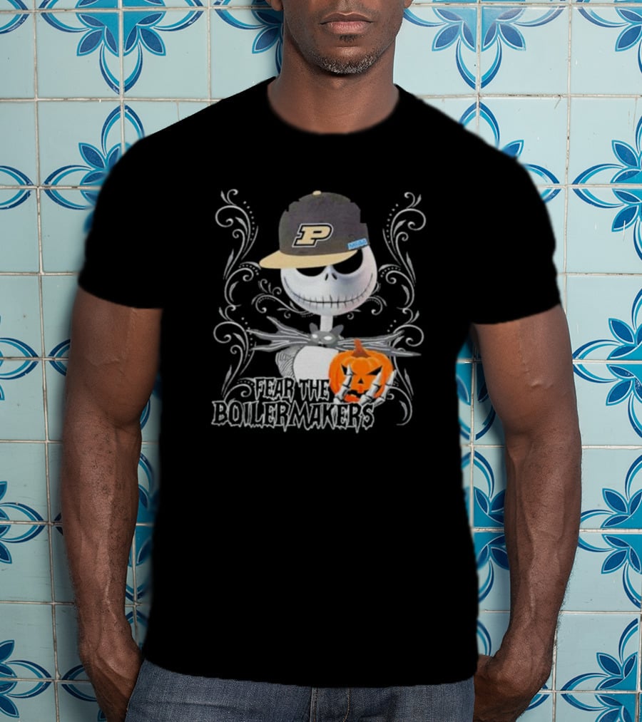 Jack Skellington Fear The Purdue Boilermakers Halloween Pumpkin T-Shirt