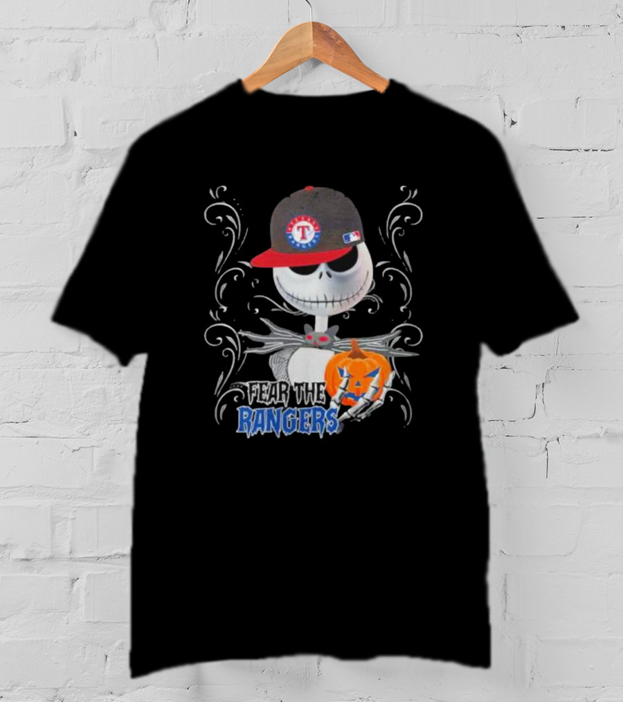 Jack Skellington Fear The Texas Rangers Halloween Pumpkin MLB Hat T-Shirt