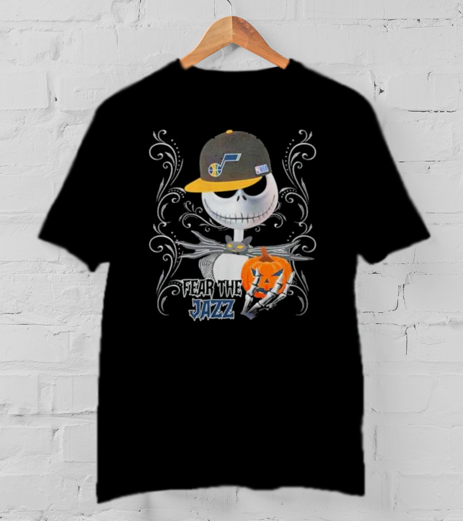 Jack Skellington Fear The Jazz Utah Pumpkin Halloween T-Shirt