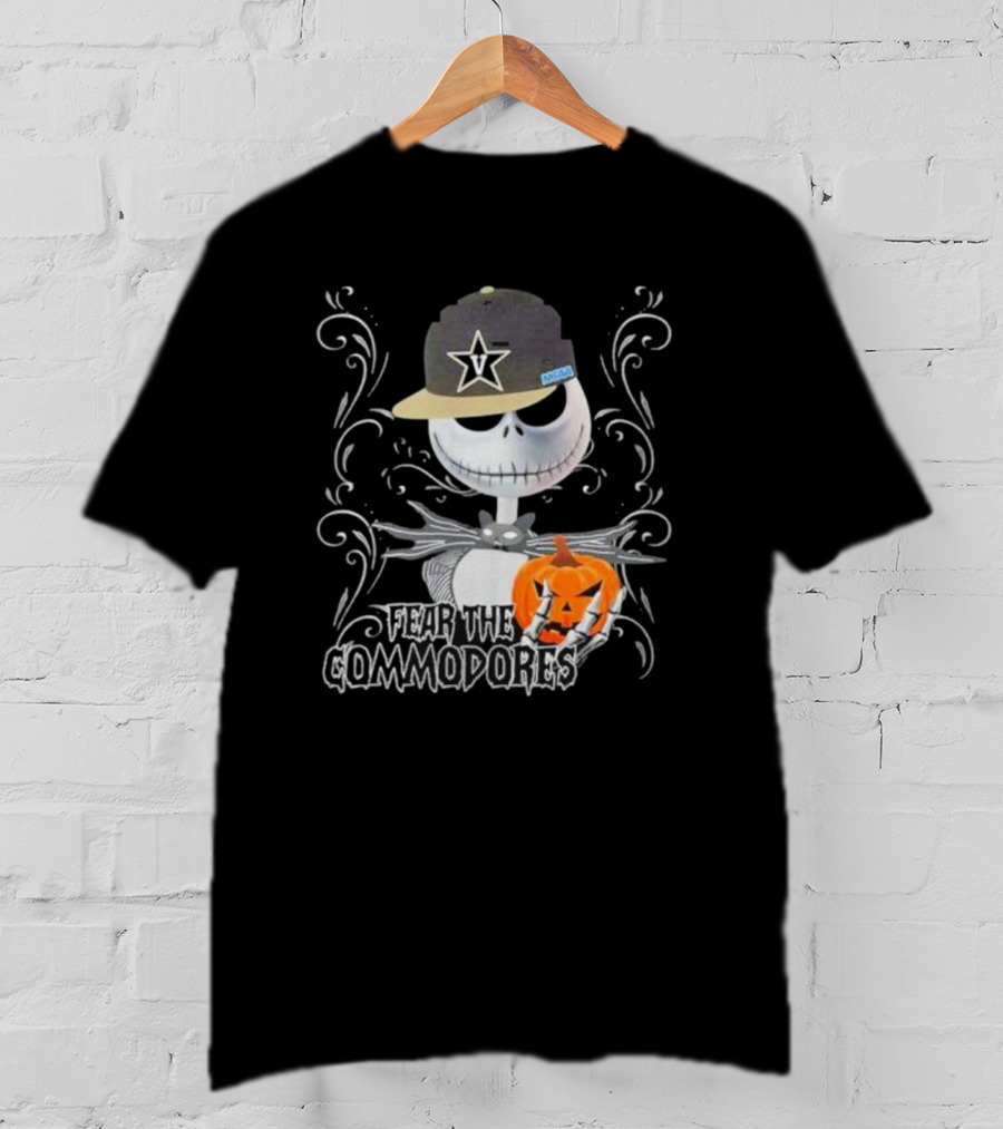 Fear The Commodores Jack Skellington Vanderbilt Pumpkin Halloween T-Shirt