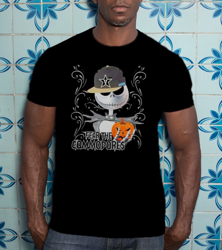 Fear The Commodores Jack Skellington Vanderbilt Pumpkin Halloween T-Shirt