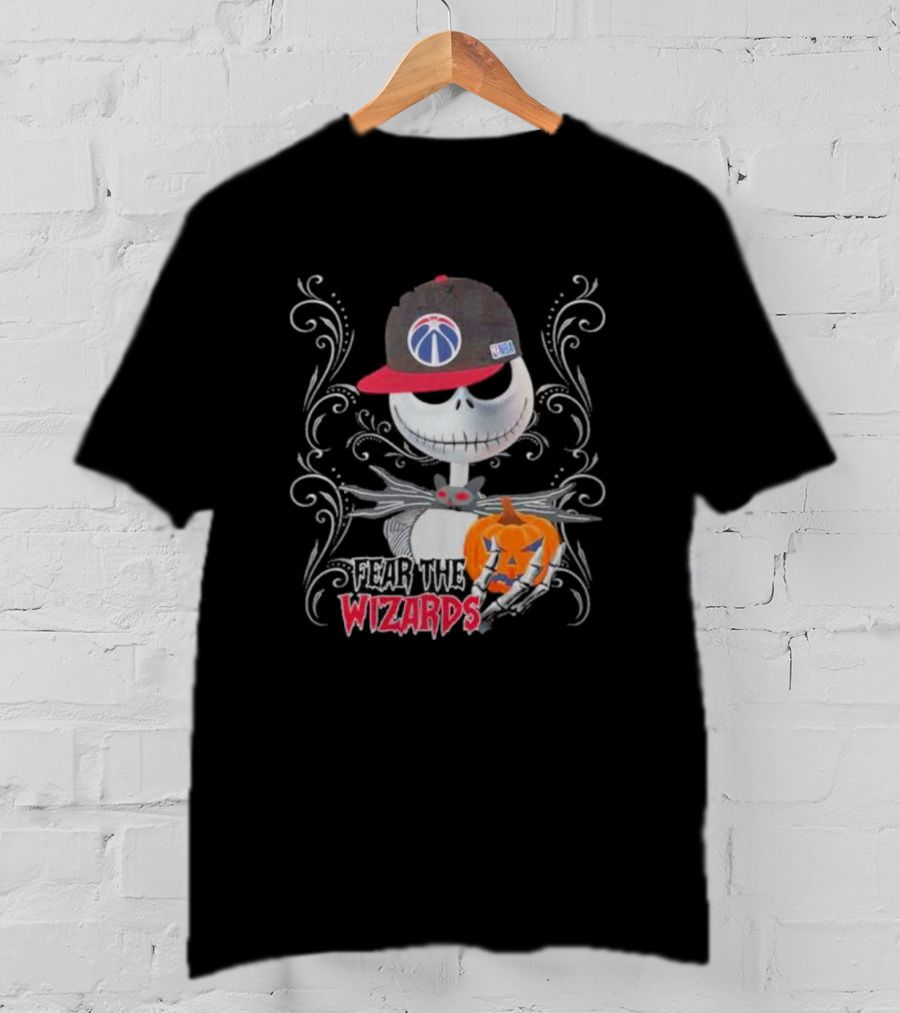 Jack Skellington Fear The Wizards Pumpkin Halloween Washington Basketball T-Shirt