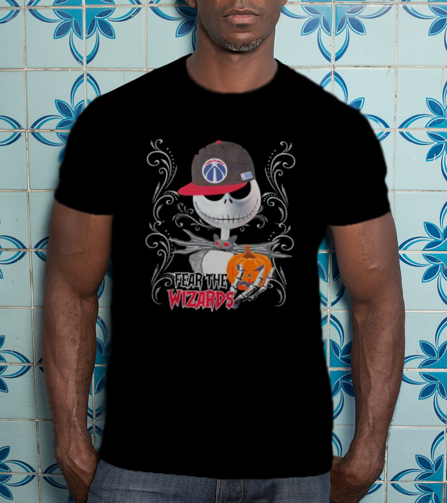 Jack Skellington Fear The Wizards Pumpkin Halloween Washington Basketball T-Shirt