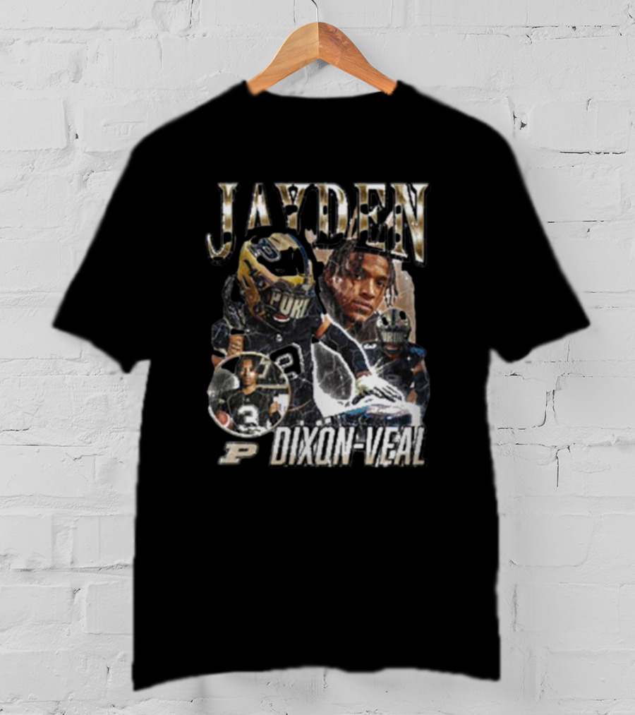 Jayden Dixon-Veal Purdue Boilermakers Football Player Portrait Montage T-Shirt