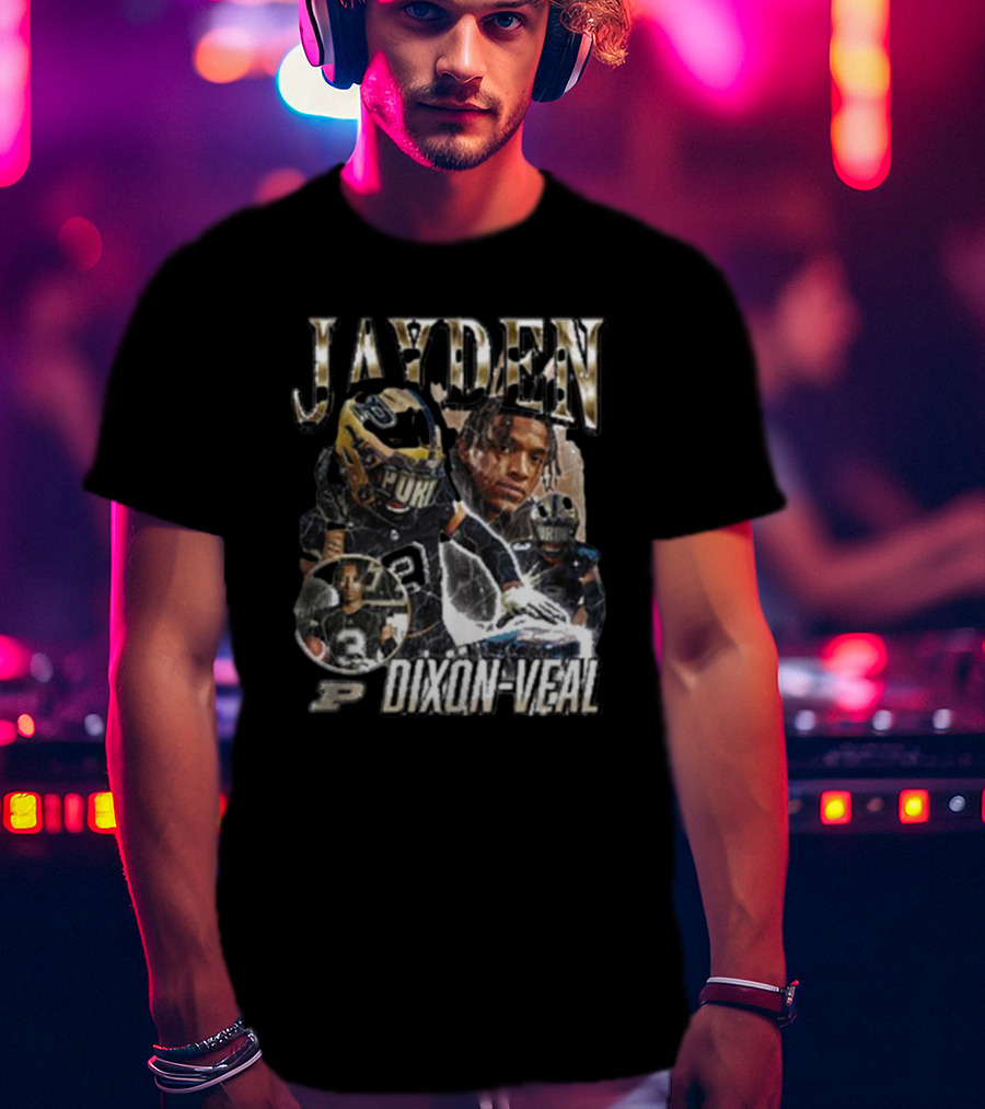 Jayden Dixon-Veal Purdue Boilermakers Football Player Portrait Montage T-Shirt