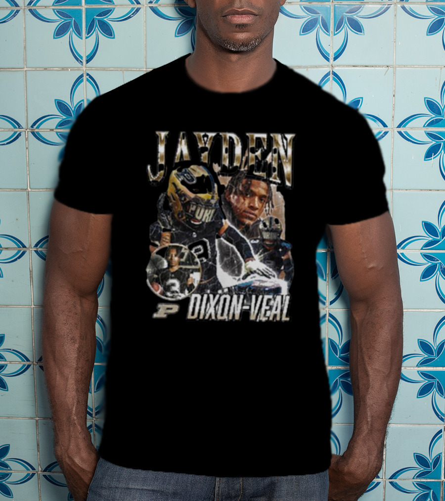 Jayden Dixon-Veal Purdue Boilermakers Football Player Portrait Montage T-Shirt